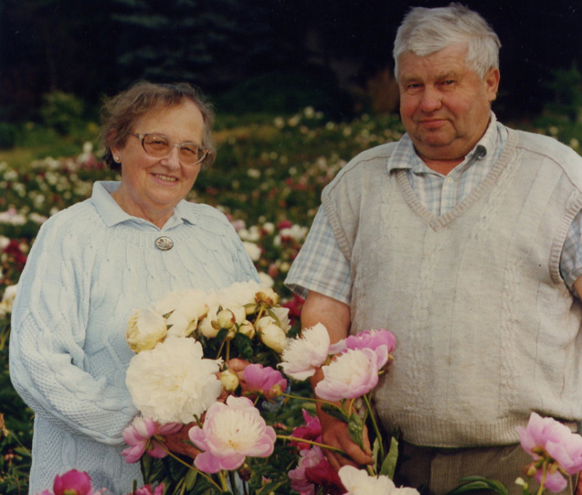 Heinz und Rosa Klose mit ihren Päonien